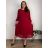 Šaty dlhé skladané dlouhý rukáv dámske nadrozmer AIRA (48/50/52 ONE SIZE) TALIANSKA MÓDA IMWHA261111/DUR  vínová