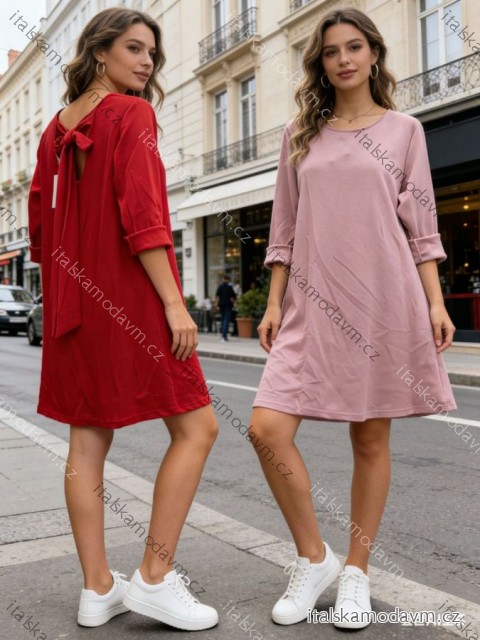 Šaty krátke letné 3/4 dlhý rukáv dámske nadrozmer (50/52/54 ONE SIZE) TALIANSKA MÓDA IM426083