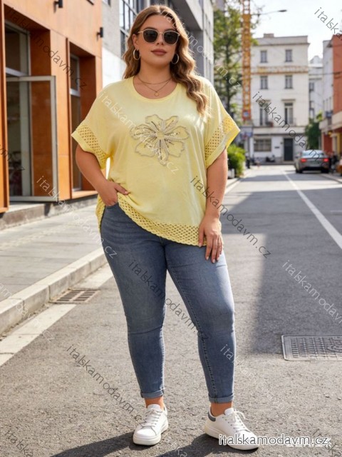 Tričko krátky rukáv dámske nadrozmer (54/56/58 ONE SIZE) TALIANSKA MÓDA IM426086