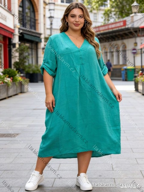 Šaty letné oversize 3/4 dlhý rukáv dámske nadrozmer (50/52/54 ONE SIZE) TALIANSKA MÓDA IM426088