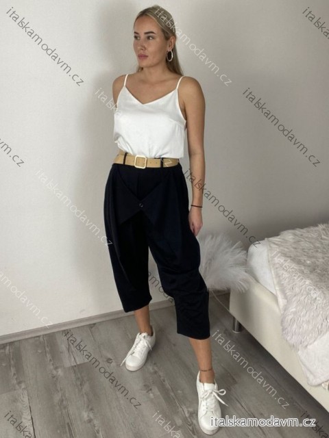 Nohavice elegantné s opaskom dámske (S/M/L ONE SIZE) TALIANSKA MÓDA IMSM26012/DR