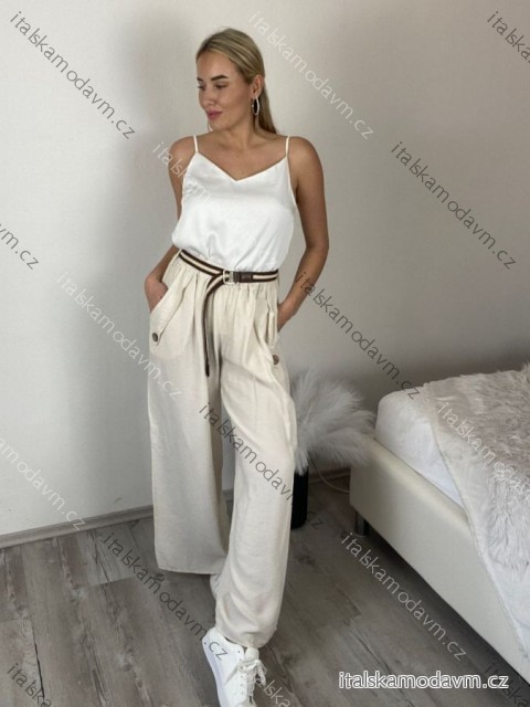 Nohavice volnočasové s opaskom dámske (S/M/L ONE SIZE) TALIANSKA MÓDA IMSM261119/DR