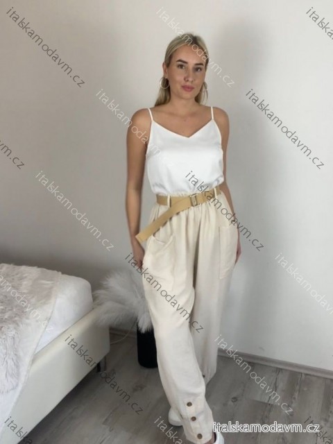 Nohavice volnočasové s opaskom dámske INNA (S/M/L ONE SIZE) TALIANSKA MÓDA IMSM261124/DR S/M/L béžová