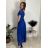 Šaty dlouhé společenské tylové krátký rukáv dámské (XS/S/M ONE SIZE) ITALSKÁ MÓDA IMWKH251238/DUR modrá královská XS/S/M
