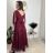 Šaty spoločenské dlhé tylové dlhý rukáv dámske (S/M/L ONE SIZE) TALIANSKA MÓDA IMWMY26658/DUR vínová S/M/L