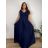 Šaty elegantné spoločenské, dlouhé dámske nadrozměr (XL-3XL) TALIANSKA MÓDA FMPCH26M-5008/DR 5XL tmavo modrá