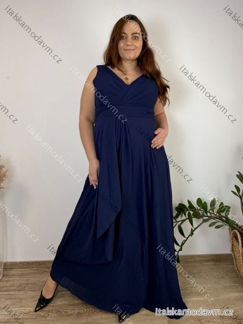 Šaty elegantné spoločenské, dlouhé dámske nadrozměr (XL-3XL) TALIANSKA MÓDA FMPCH26M-5008/DR