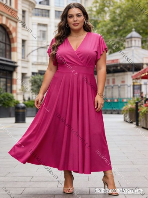 Šaty elegantný letný krátky rukáv dámske (S/M/L ONE SIZE) TALIANSKA MÓDA IM426094