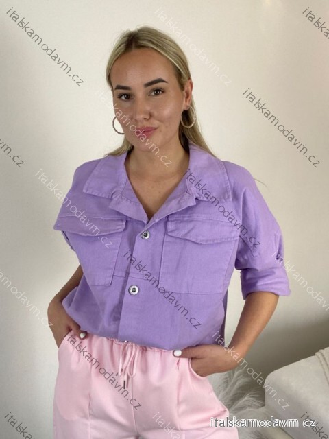 Bunda krátka oversize dlhý rukáv dámska (S/M/L ONE SIZE) TALIANSKA MÓDA IMWCA26001/DR S/M/L fialová