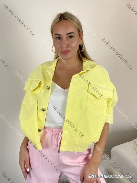 Bunda krátká oversize dlouhý rukáv dámská (S/M/L ONE SIZE) ITALSKÁ MÓDA IMWCA26002/DR S/M/L žlutá