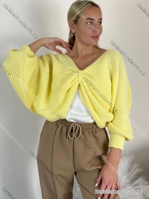 Sveter pletený dlhý rukáv dámsky (S/M/L ONE SIZE) TALIANSKA MÓDA IMWKR26001/DU