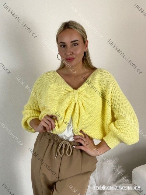 Sveter pletený dlhý rukáv dámsky (S/M/L ONE SIZE) TALIANSKA MÓDA IMWKR26001/DU S/M/L žlutá