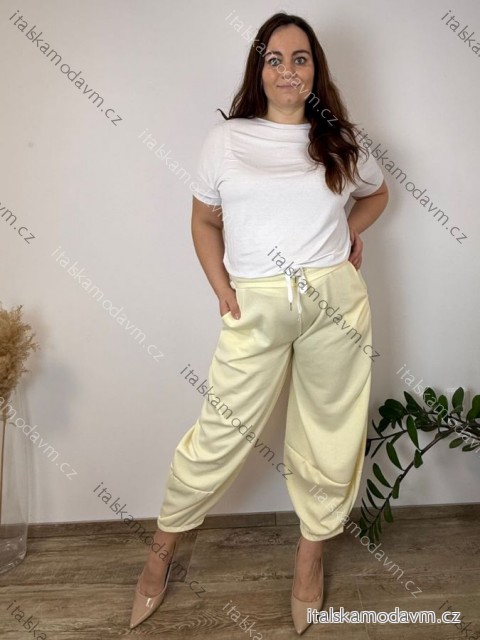 Kalhoty/tepláky volnočasové máslové balónové dámské nadrozměr (46/48/50 ONE SIZE) ITALSKÁ MÓDA IM425699/DUR žlutá 46/48/50