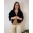 Cardigan krátký 3/4 rukáv dámsky nadrozmer (48/50/52 ONE SIZE) TALIANSKA MÓDA IMSM260028/DU  čierna