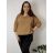 Blúzka elegantná s príveskom 3/4 dlhý rukáv dámska nadrozmer SIRENA (48/50/52 ONE SIZE) TALIANSKA MÓDA IMD26004/DU  tmavo béžová