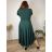 Šaty letní elegantní s krátkým rukávem dámské nadrozměr TASA (44/46/48 ONE SIZE) ITALSKÁ MÓDA IM4260028/DUR 44/46/48 tmavě smaragdová