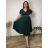 Šaty letní elegantní s krátkým rukávem dámské nadrozměr TASA (44/46/48 ONE SIZE) ITALSKÁ MÓDA IM4260028/DUR 44/46/48 tmavě smaragdová