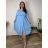 Šaty letné elegantní s 3/4 rukávem dámske nadrozmer RADKA (50/52/54 ONE SIZE) TALIANSKA MÓDA IM4260026/DUR 50/52/54 svetlo modrá