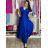 Šaty dlhé elegantný krátky rukáv dámske ANNA (S/M/L ONE SIZE) TALIANSKA MÓDA IM4260024/DUR S/M/L modrá kráľovská