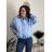 Bunda krátká oversize dlouhý rukáv dámská BIANCA (S/M/L ONE SIZE) ITALSKÁ MÓDA IMWCA26003/DU světle modrá S/M/L