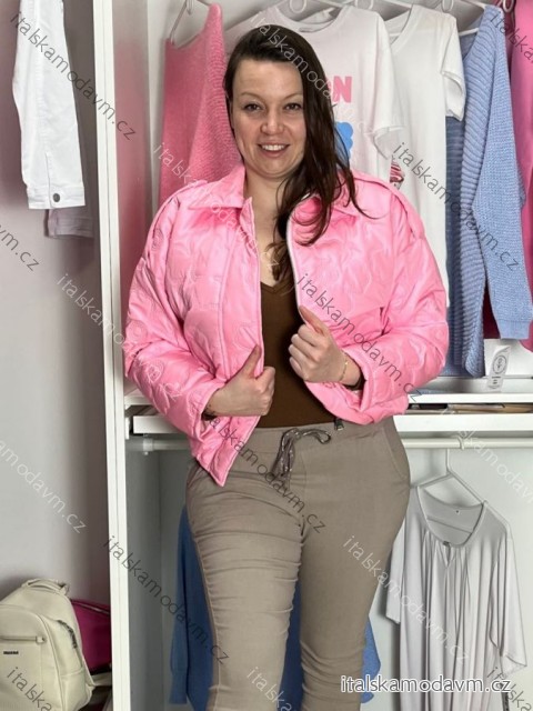 Bunda krátká oversize dlouhý rukáv dámská BIANCA (S/M/L ONE SIZE) ITALSKÁ MÓDA IMWCA26003/DU S/M/L růžová