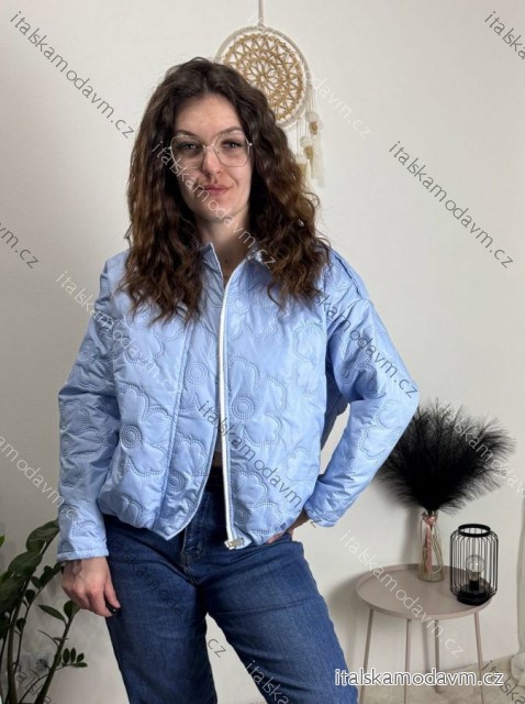 Bunda krátká oversize dlouhý rukáv dámská BIANCA (S/M/L ONE SIZE) ITALSKÁ MÓDA IMWCA26003/DU světle modrá S/M/L