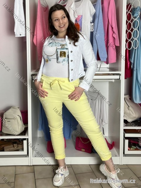 Kalhoty strečové dlouhé dámské PANTALONE (S/M/L ONE SIZE) IMPOZ25LV-6318/DUR sv. žlutá S/M/L