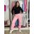Tepláky/Kalhoty elegantné oversize dlhé dámske (S/M/L ONE SIZE) TALIANSKA MÓDA IMD26003/DUR sv. růžová S/M/L