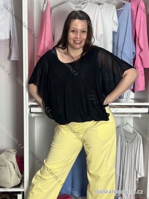 Halenka tunika krátký rukáv dámská nadrozměr (2XL/3XL) ITALSKÁ MÓDA IMD23343/DUR 2XL/3XL Černá