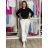Tepláky/Kalhoty elegantní oversize dlouhé dámské (S/M/L ONE SIZE) ITALSKÁ MÓDA IMD26003/DUR bílá S/M/L