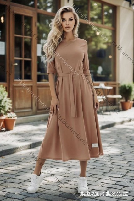 Šaty letné 3/4 dlhý rukáv dámske (S/M/L ONE SIZE) TALIANSKA MÓDA IMD26018