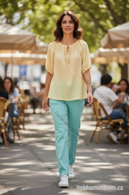 Tričko krátký rukáv dámské nadrozměr (44/46/48 ONE SIZE) ITALSKÁ MÓDA IMD26031