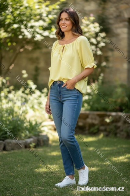 Tričko krátký rukáv dámské nadrozměr (48/50/52 ONE SIZE) ITALSKÁ MÓDA IMD26040