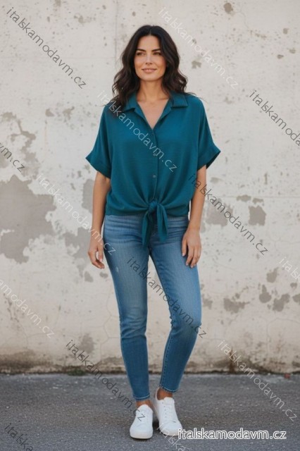 Košile klasik krátký rukáv dámská nadrozměr (46/48/50 ONE SIZE) ITALSKÁ MÓDA IMD26042