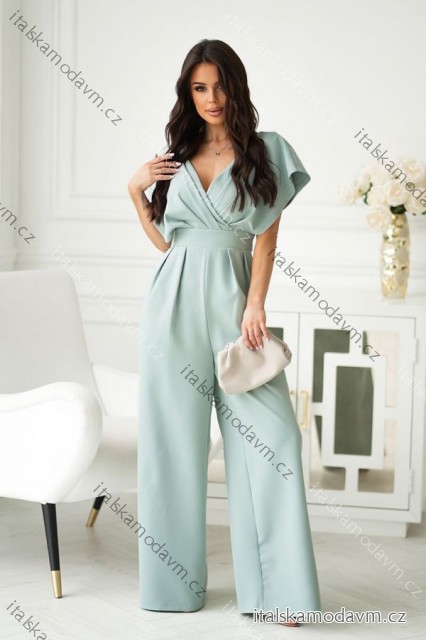 Overal dlouhý společenský krátký rukáv dámský (34-42) POLSKÁ MÓDA PMLBC24289-03 zelená lipová 34