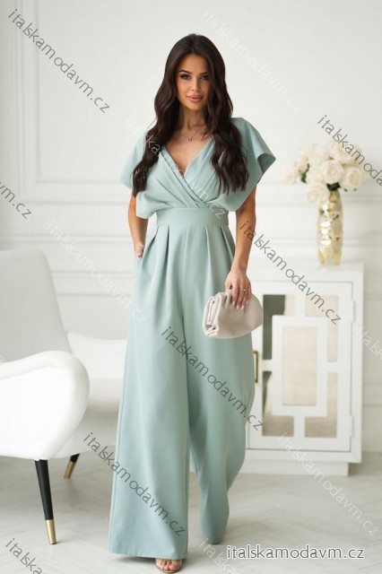 Overal dlouhý společenský krátký rukáv dámský (34-42) POLSKÁ MÓDA PMLBC24289-03 zelená lipová 38