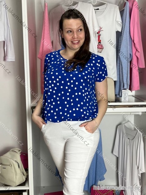 Tunika s gumou krátky rukáv dámske SIMONA (M/L/XL ONE SIZE) TALIANSKA MÓDA IMC26045/DU M/L/XL modrá kráľovská