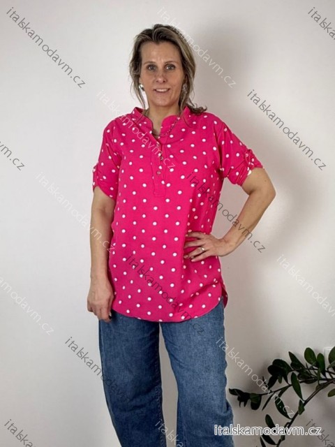 Košeľa predĺžená bodka 3/4 dlhý rukáv dámska nadrozmer HANNA (40/42/44 ONE SIZE) TALIANSKA MÓDA IMC26064/DU
