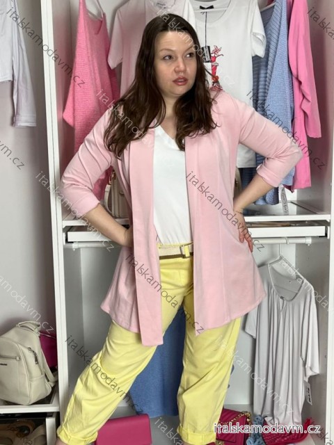 Cardigan 3/4 dlhý rukáv dámsky JANET (S/M/L ONE SIZE) TALIANSKA MÓDA IMD26041/DU S/M/L růžová světlá