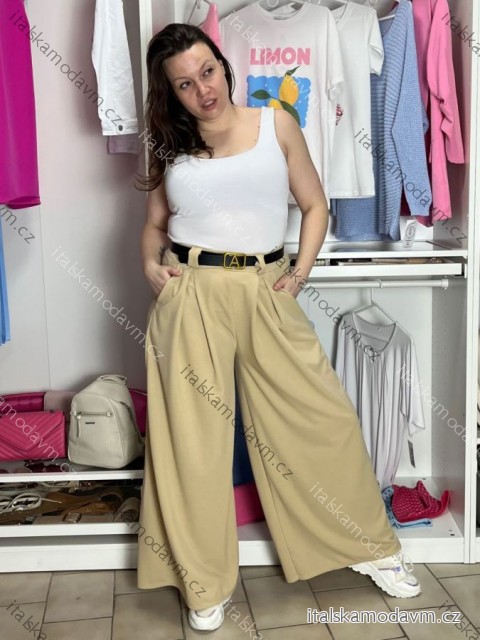 Kalhoty elegantní dlouhé s páskem dámské BEATA (S/M/L ONE SIZE) ITALSKÁ MÓDA IMWHA261112