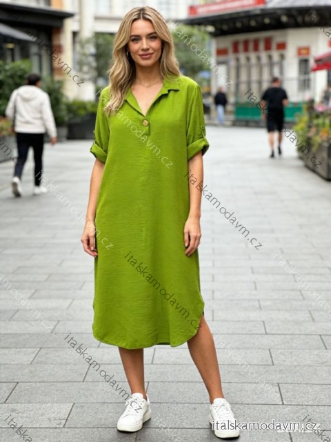 Šaty volnočasové letní krátký rukáv dámské nadrozměr (46/48/50 ONE SIZE) ITALSKÁ MÓDA IM426103