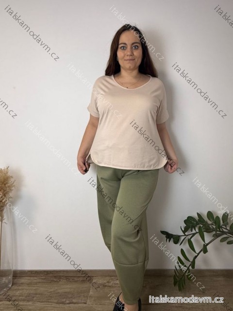 Tričko krátký rukáv dámské nadrozměr (54/56/58 ONE SIZE) ITALSKÁ MÓDA IM426104