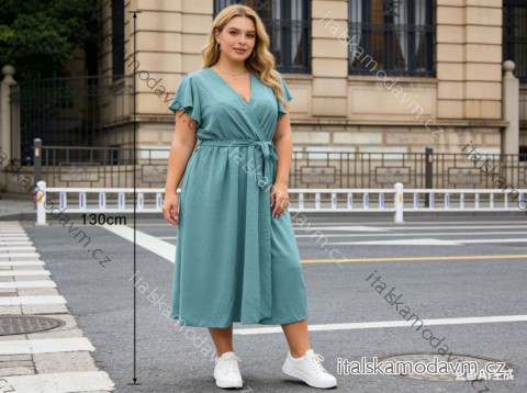 Šaty volnočasové letní krátký rukáv dámské nadrozměr (46/48/50 ONE SIZE) ITALSKÁ MÓDA IM426106