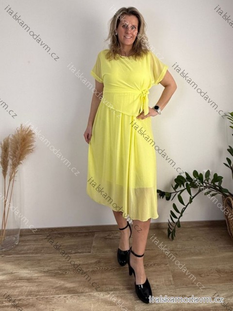 Šaty elegantní šifónové krátky rukáv dámske nadrizměr AMANDA (42/44/46 ONE SIZE) TALIANSKA MóDA IM4261124