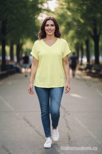 Tričko krátky rukáv dámske nadrozmer (44/46/48 ONE SIZE) TALIANSKA MÓDA IMD26051