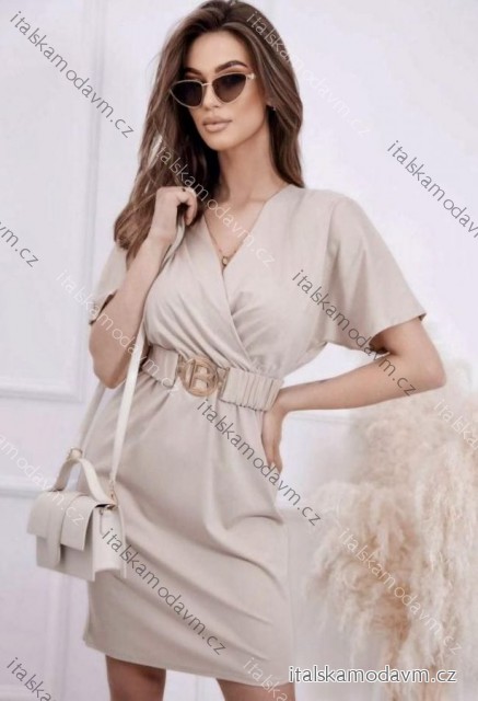 Šaty krátké elegantní letní krátký rukáv dámské (S/M/L ONE SIZE) ITALSKÁ MÓDA IMD26058