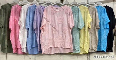 Tričko krátky rukáv dámske nadrozmer (54/56/58 ONE SIZE) TALIANSKA MÓDA IMC26044