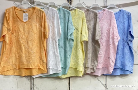 Tričko krátky rukáv dámske nadrozmer (54/56/58 ONE SIZE) TALIANSKA MÓDA IMC26047