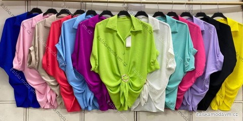 Košeľa elegantný krátky rukáv dámska nadrozmer (54/56/58 ONE SIZE) TALIANSKA MÓDA IMC26048