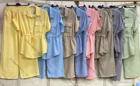 Súprava letná blúzka krátky rukáv a nohavice dámske nadrozmer (50/52/54 ONE SIZE) TALIANSKA MÓDA IMC26053